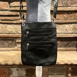 Margot Black Leather Crossbody Bag